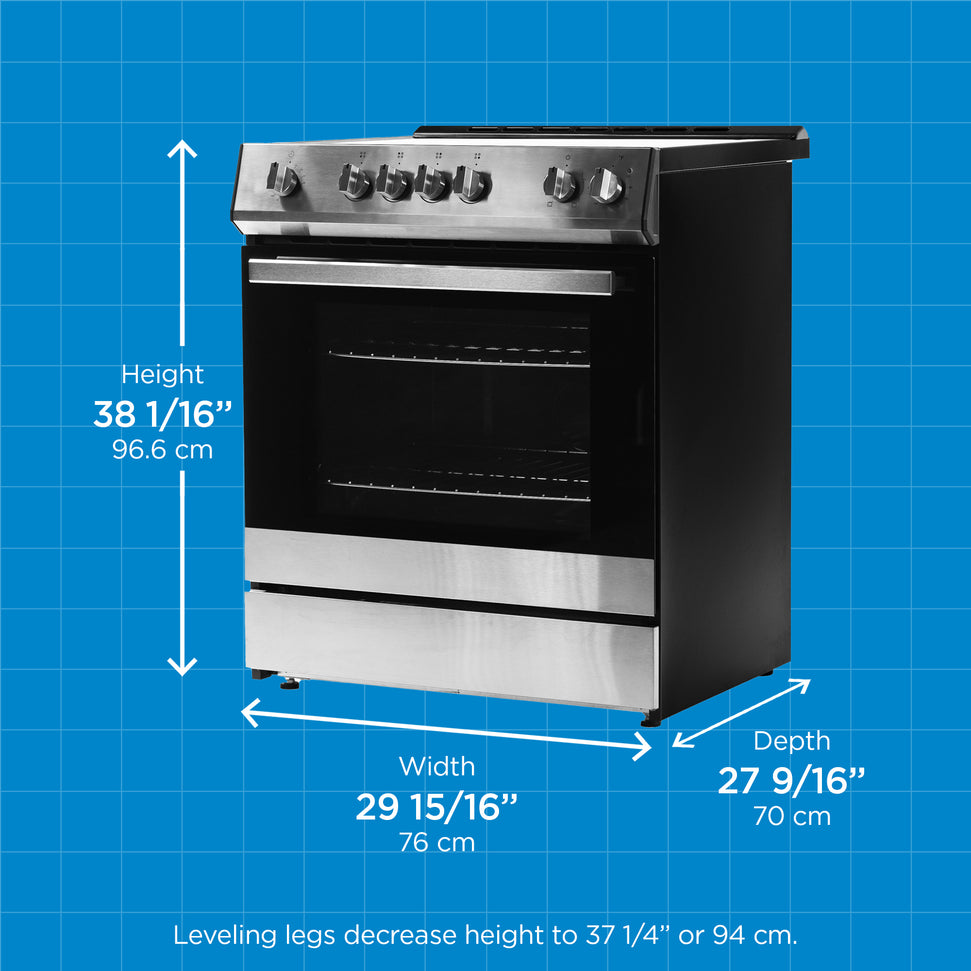 Danby - 30” Stainless Steel Slide in Smooth Top Electric Range with Knob Controls - DRRM300BSSC