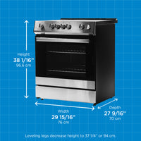 Danby - 30” Stainless Steel Slide in Smooth Top Electric Range with Knob Controls - DRRM300BSSC