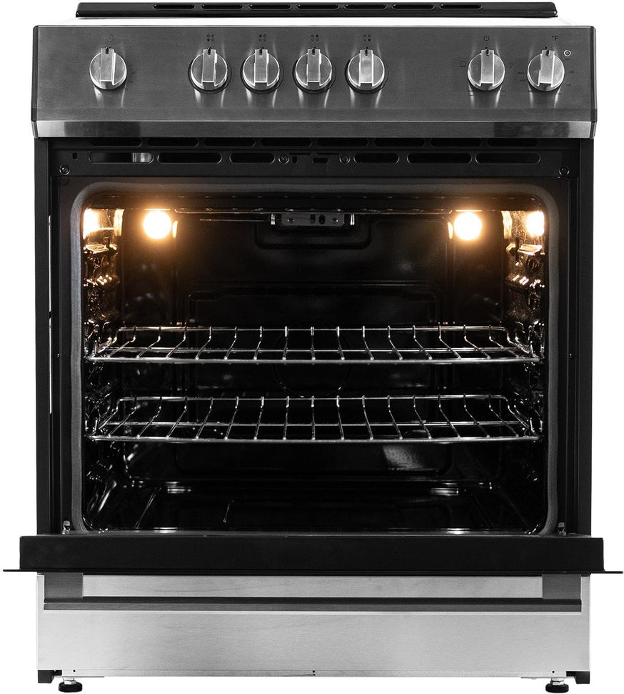 Danby - 30” Stainless Steel Slide in Smooth Top Electric Range with Knob Controls - DRRM300BSSC