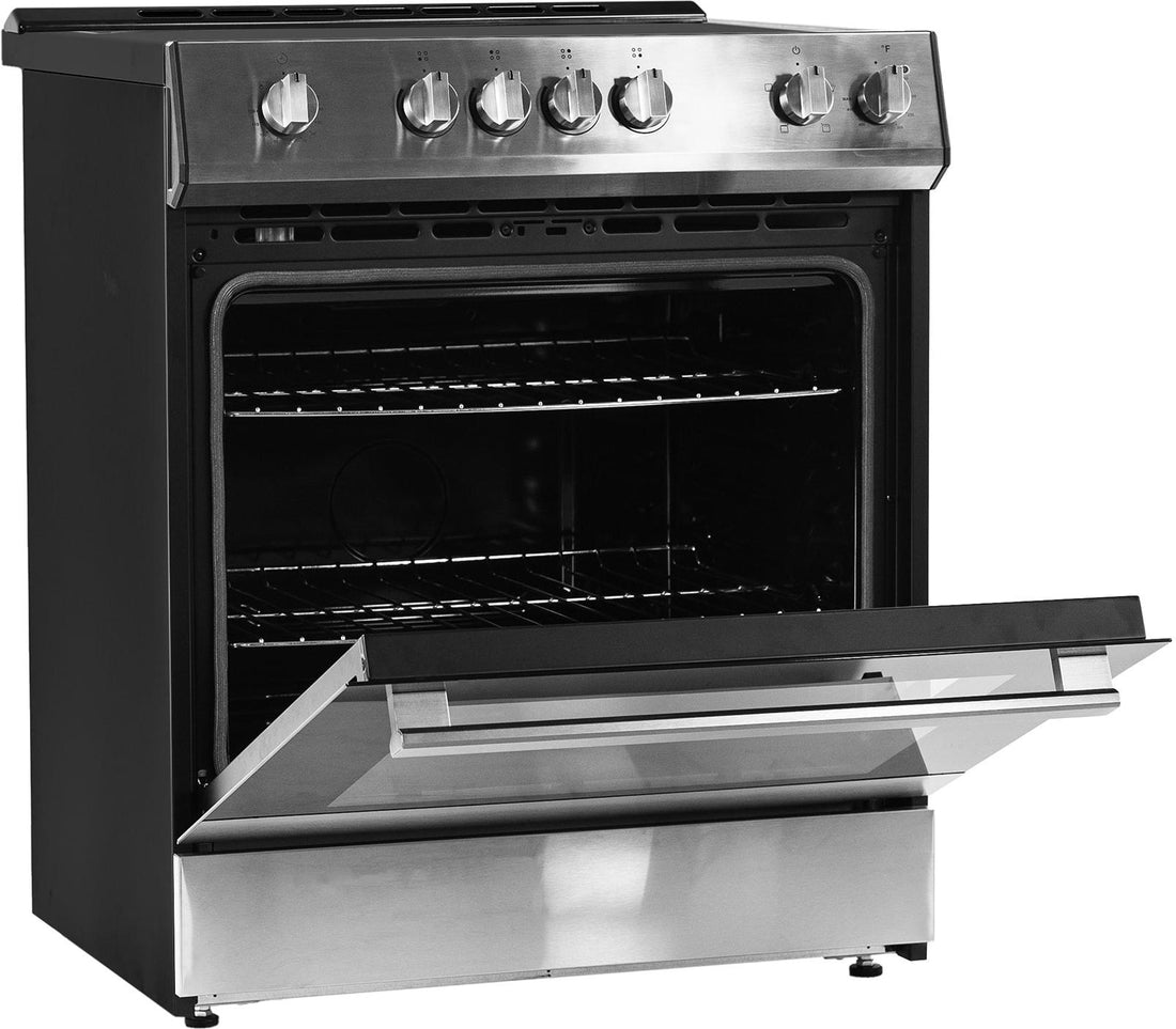 Danby - 30” Stainless Steel Slide in Smooth Top Electric Range with Knob Controls - DRRM300BSSC