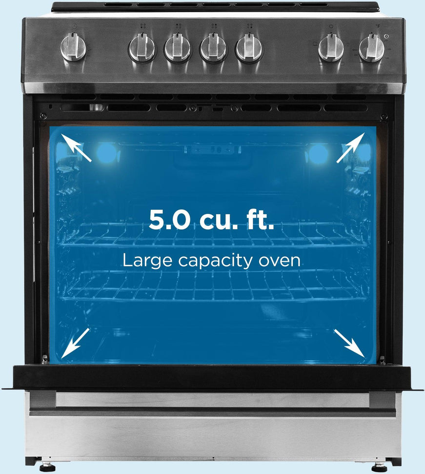 Danby - 30” Stainless Steel Slide in Smooth Top Electric Range with Knob Controls - DRRM300BSSC