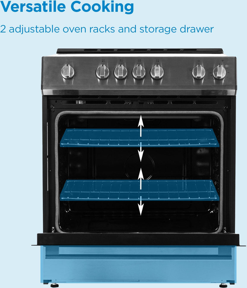 Danby - 30” Stainless Steel Slide in Smooth Top Electric Range with Knob Controls - DRRM300BSSC