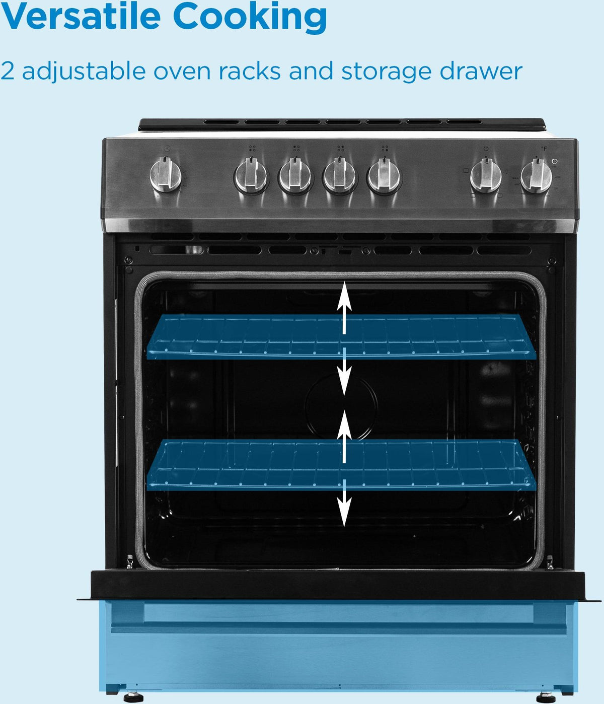 Danby - 30” Stainless Steel Slide in Smooth Top Electric Range with Knob Controls - DRRM300BSSC