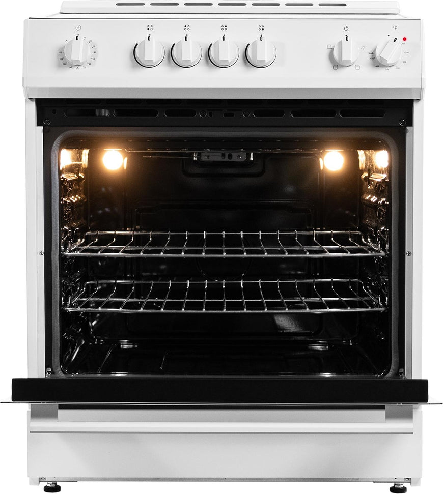 Danby - 30” White Slide in Smooth Top Electric Range with Knob Controls - DRRM300WC