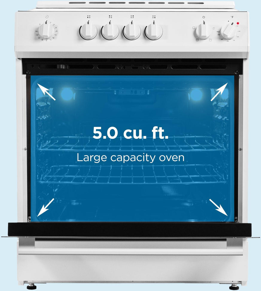 Danby - 30” White Slide in Smooth Top Electric Range with Knob Controls - DRRM300WC