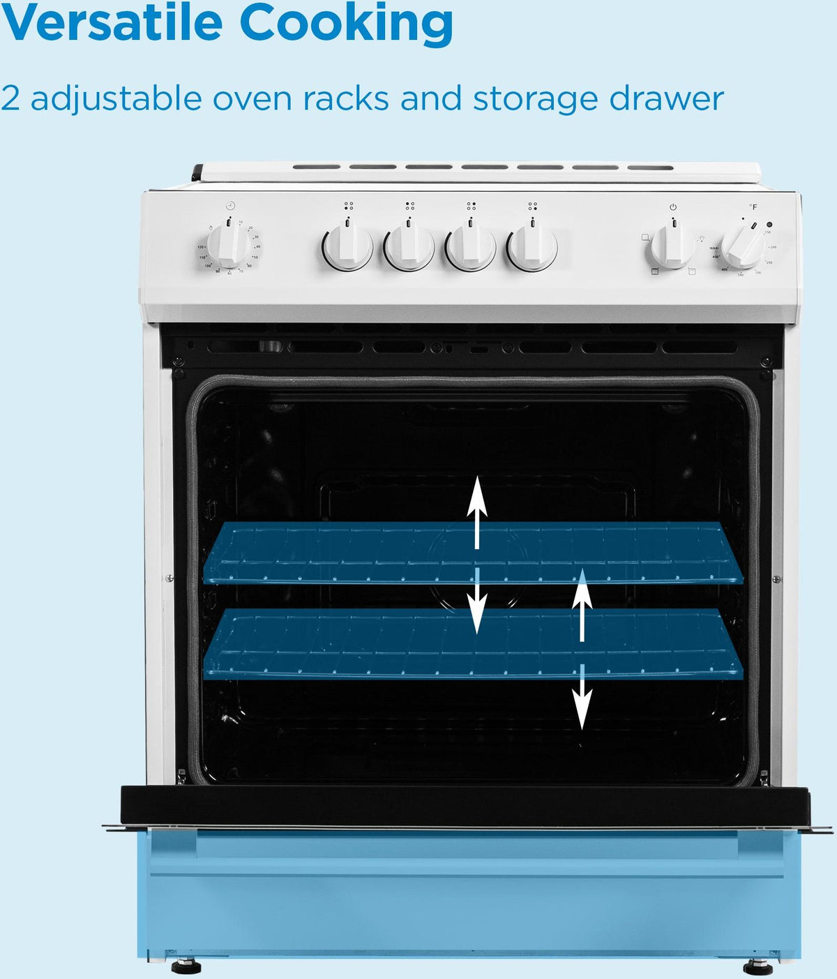 Danby - 30” White Slide in Smooth Top Electric Range with Knob Controls - DRRM300WC