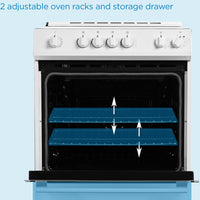 Danby - 30” White Slide in Smooth Top Electric Range with Knob Controls - DRRM300WC