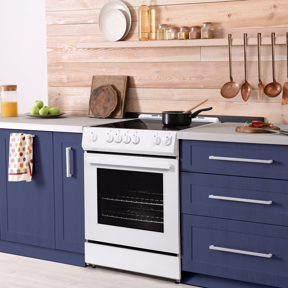 Danby - 30” White Slide in Smooth Top Electric Range with Knob Controls - DRRM300WC