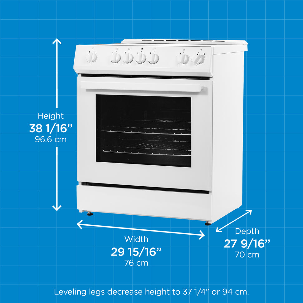 Danby - 30” White Slide in Smooth Top Electric Range with Knob Controls - DRRM300WC