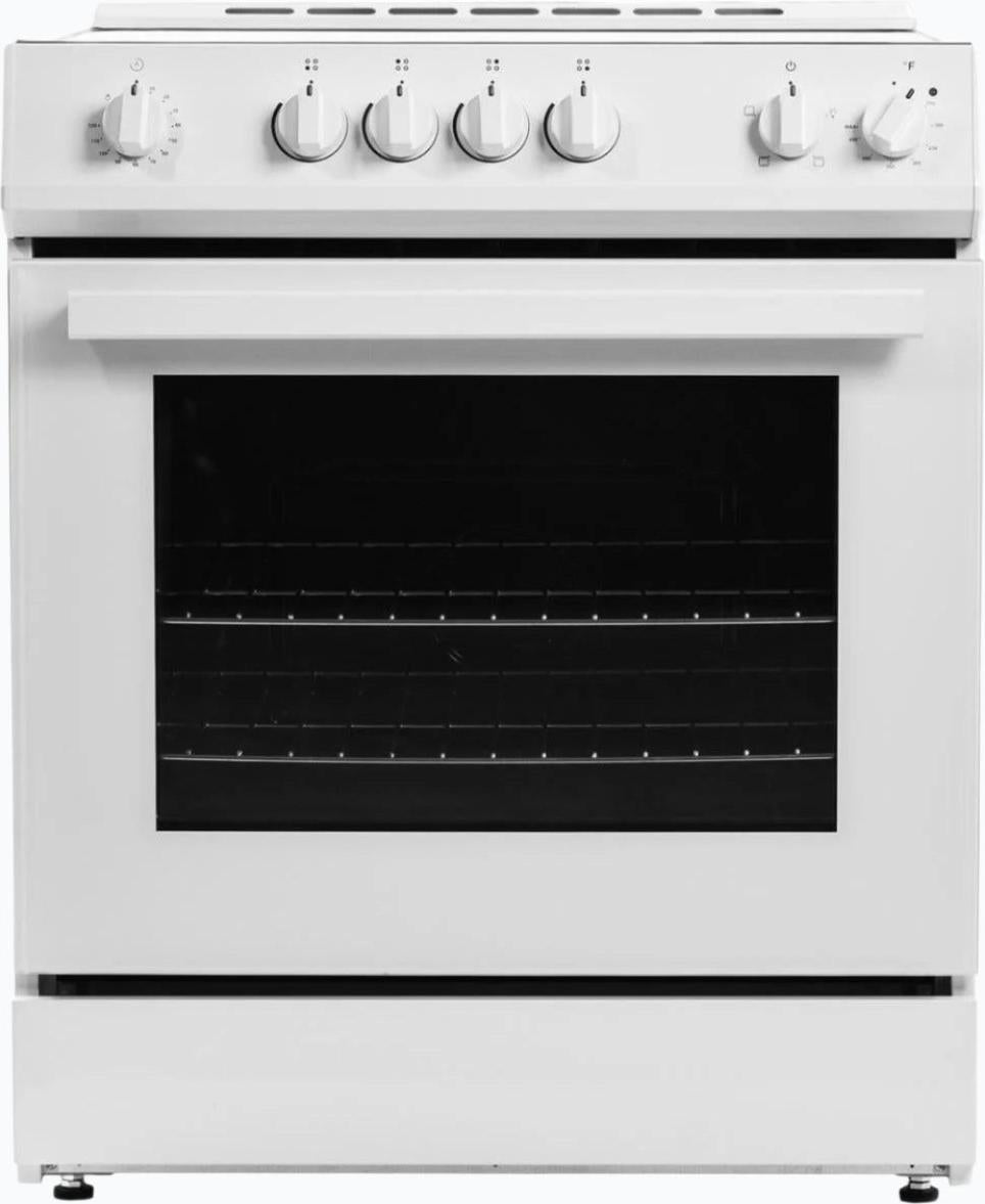 Danby - 30” White Slide in Smooth Top Electric Range with Knob Controls - DRRM300WC