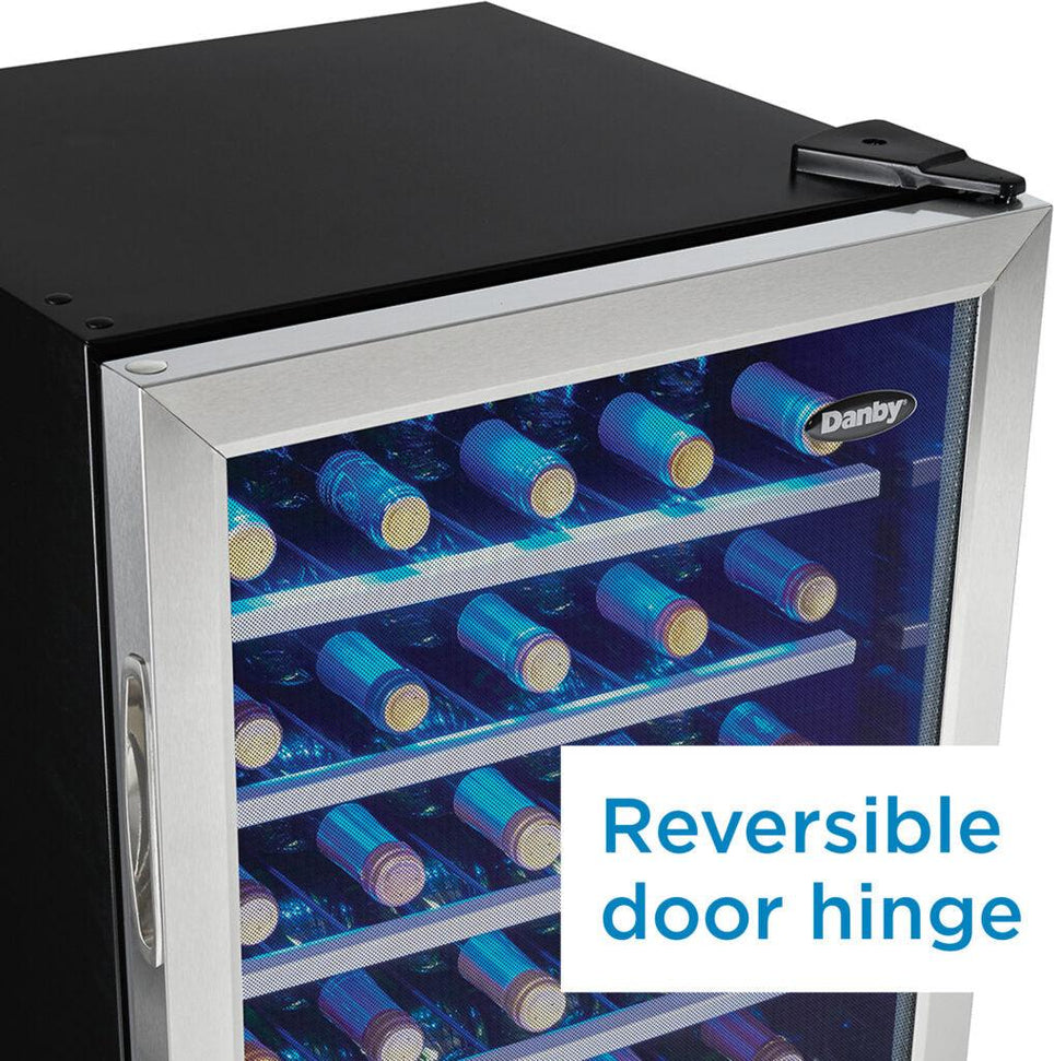 Danby - 36 Bottle Free-Standing Stainless Steel Wine Cooler - DWC93BLSDBR1