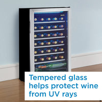 Danby - 36 Bottle Free-Standing Stainless Steel Wine Cooler - DWC93BLSDBR1