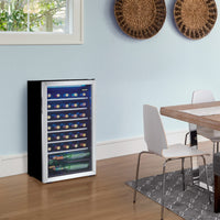 Danby - 36 Bottle Free-Standing Stainless Steel Wine Cooler - DWC93BLSDBR1