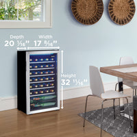 Danby - 36 Bottle Free-Standing Stainless Steel Wine Cooler - DWC93BLSDBR1