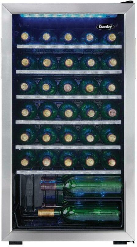 Danby - 36 Bottle Free-Standing Stainless Steel Wine Cooler - DWC93BLSDBR1