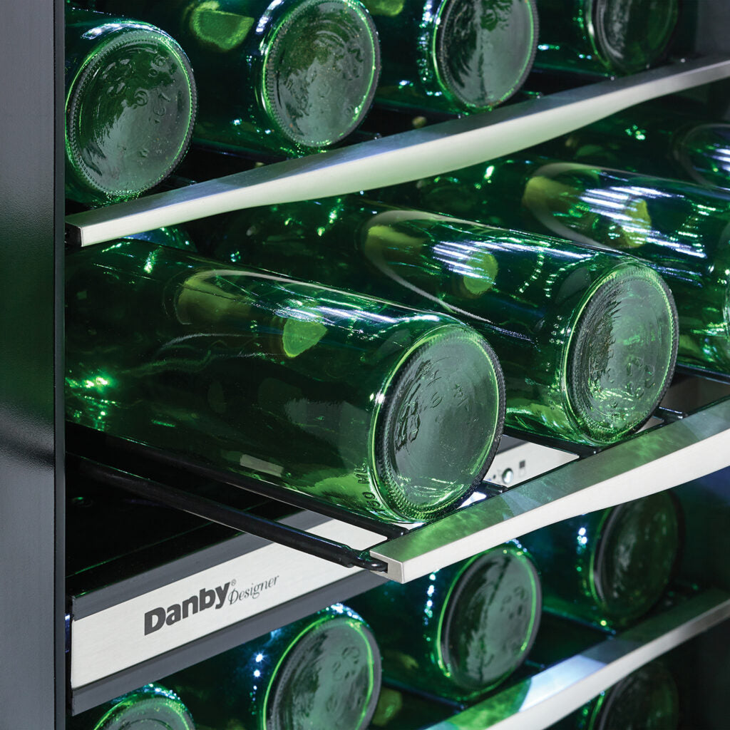 Danby - 38 Bottle Free-Standing Stainless Steel Door & Black Wood Shelves Wine Cooler - DWC040A3BSSDD