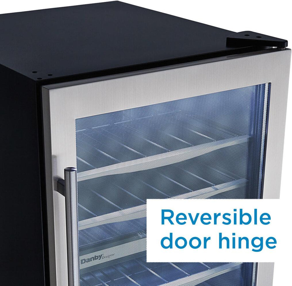Danby - 38 Bottle Free-Standing Stainless Steel Door & Black Wood Shelves Wine Cooler - DWC040A3BSSDD