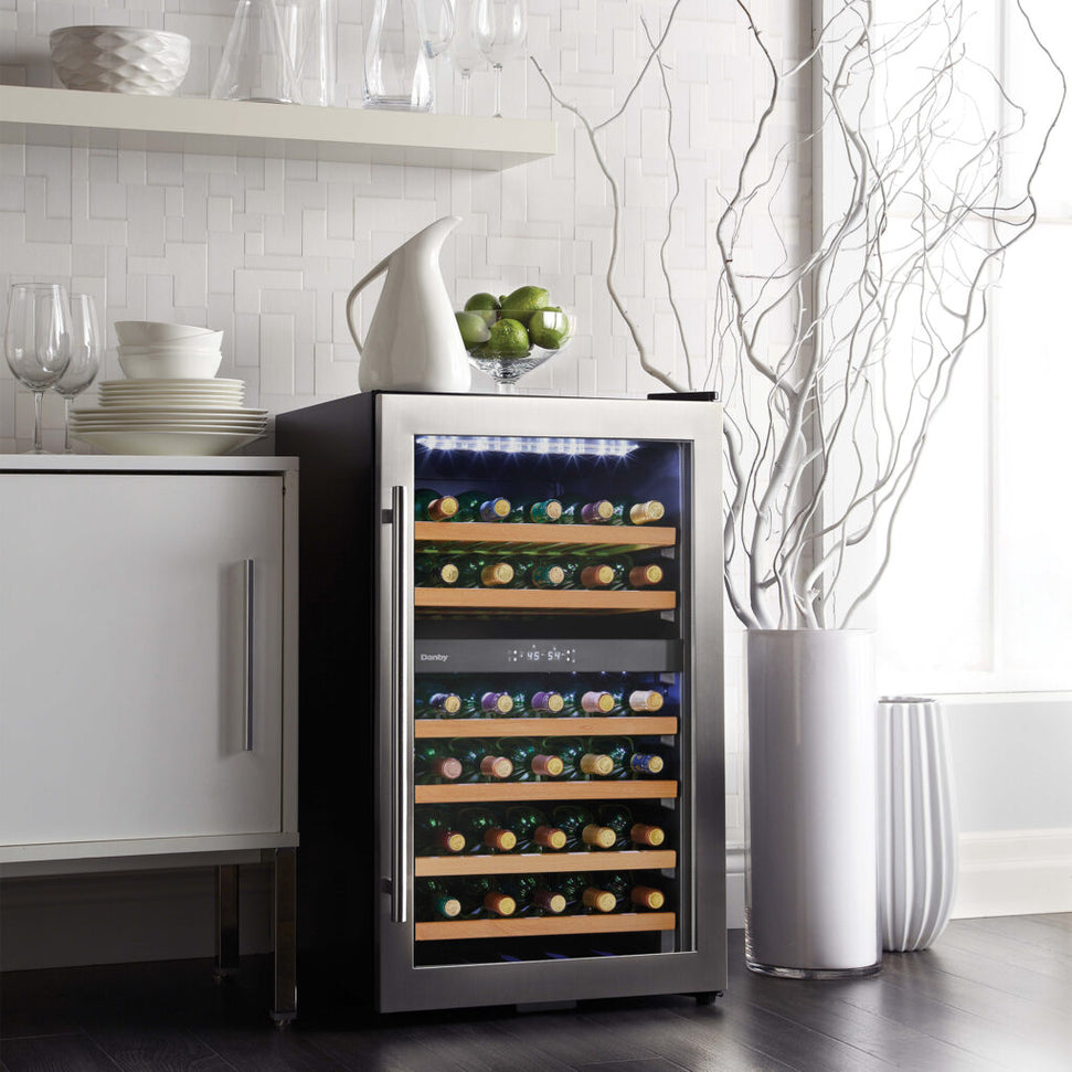 Danby - 38 Bottle Free-Standing Stainless Steel Wine Cooler - DWC040D2BSSDB