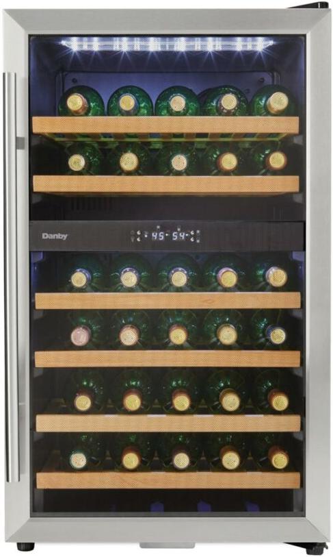 Danby - 38 Bottle Free-Standing Stainless Steel Wine Cooler - DWC040D2BSSDB