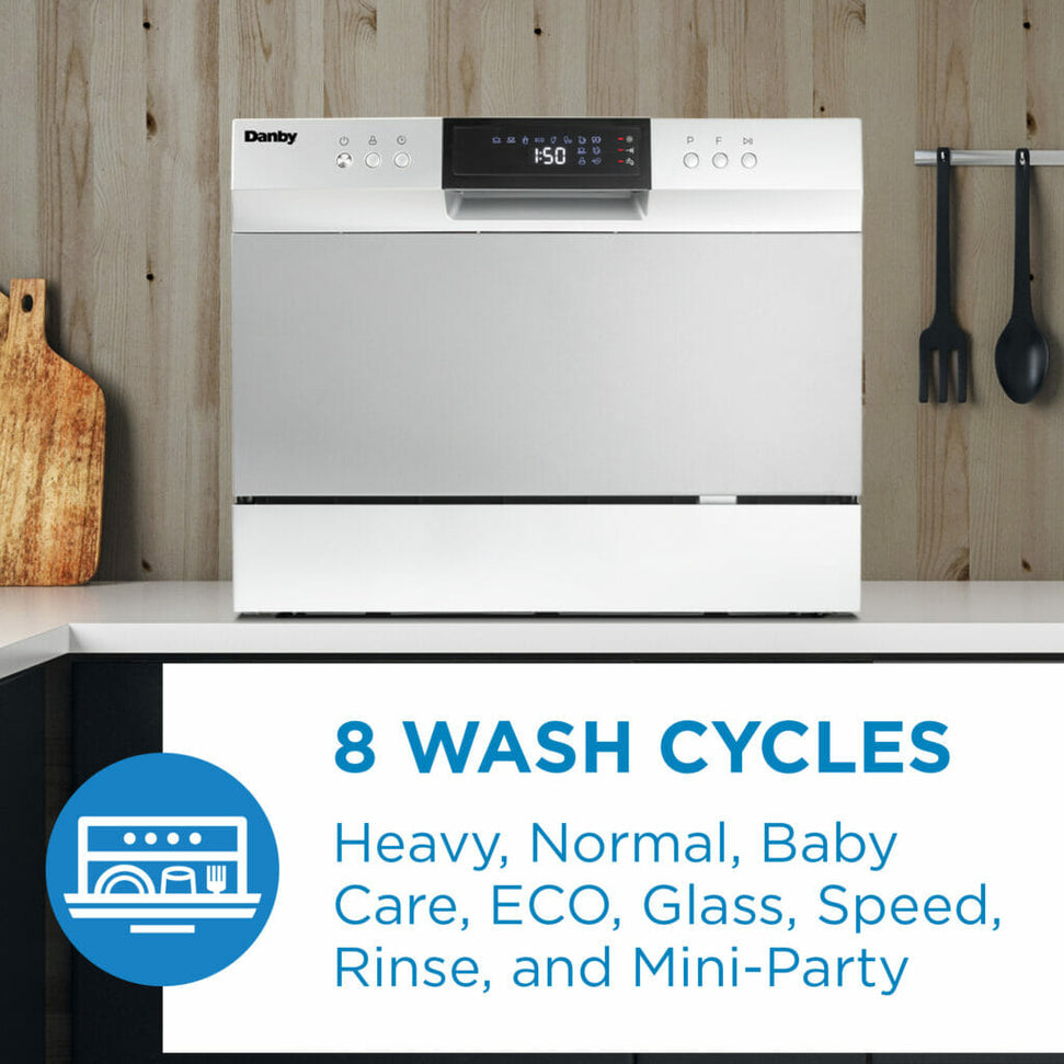 Danby - 6 Place Setting Countertop Dishwasher In Silver - DDW631SDB