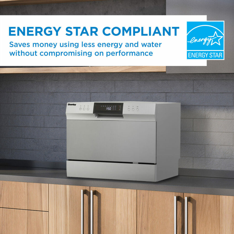 Danby - 6 Place Setting Countertop Dishwasher In Silver - DDW631SDB