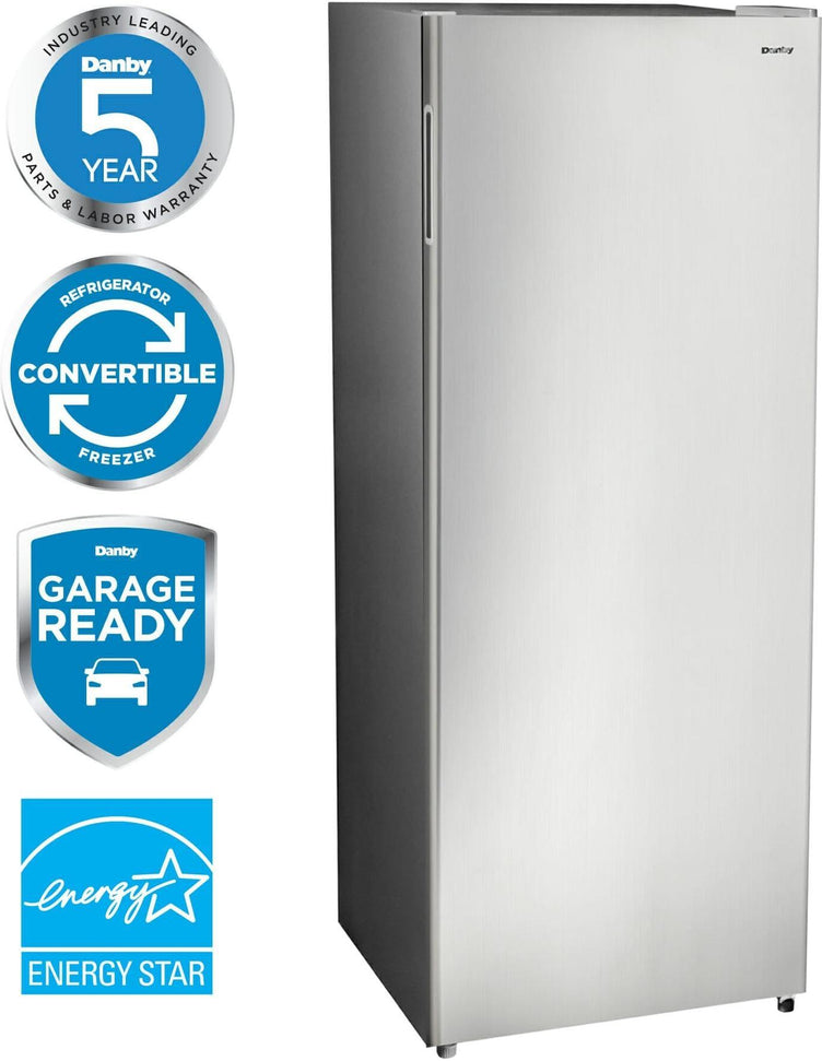 Danby - 6.8 cu. ft. Convertible Upright Freezer in Stainless Steel Look - DUFM068A1SCDB
