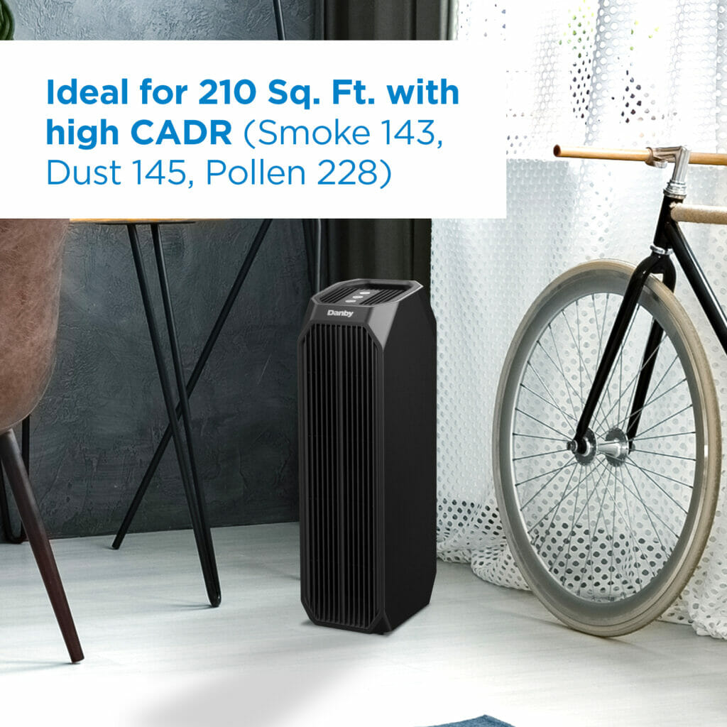 Danby - Black Air Purifier With True HEPA Up To 210 Sq. Ft. - DAP143BAB-UV