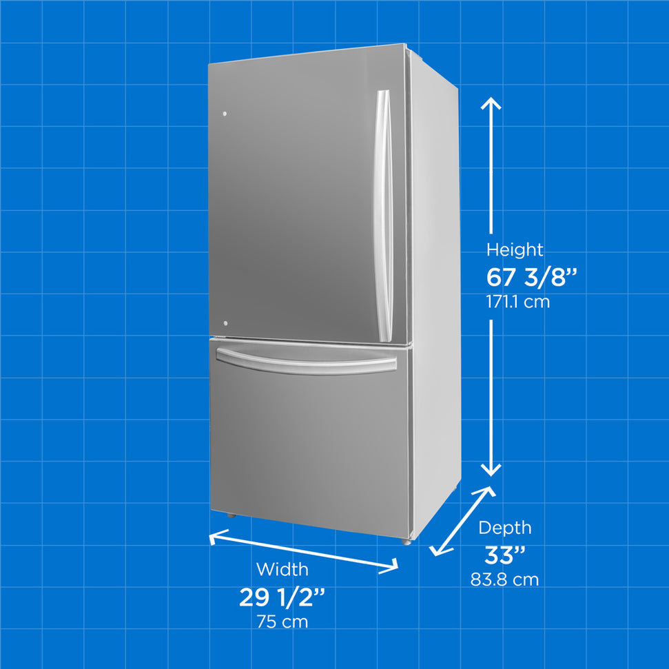 Danby - Designer 18.7 cu.ft. Bottom Mount Apartment Size Fridge in Stainless Steel - DBM187E1SSDB