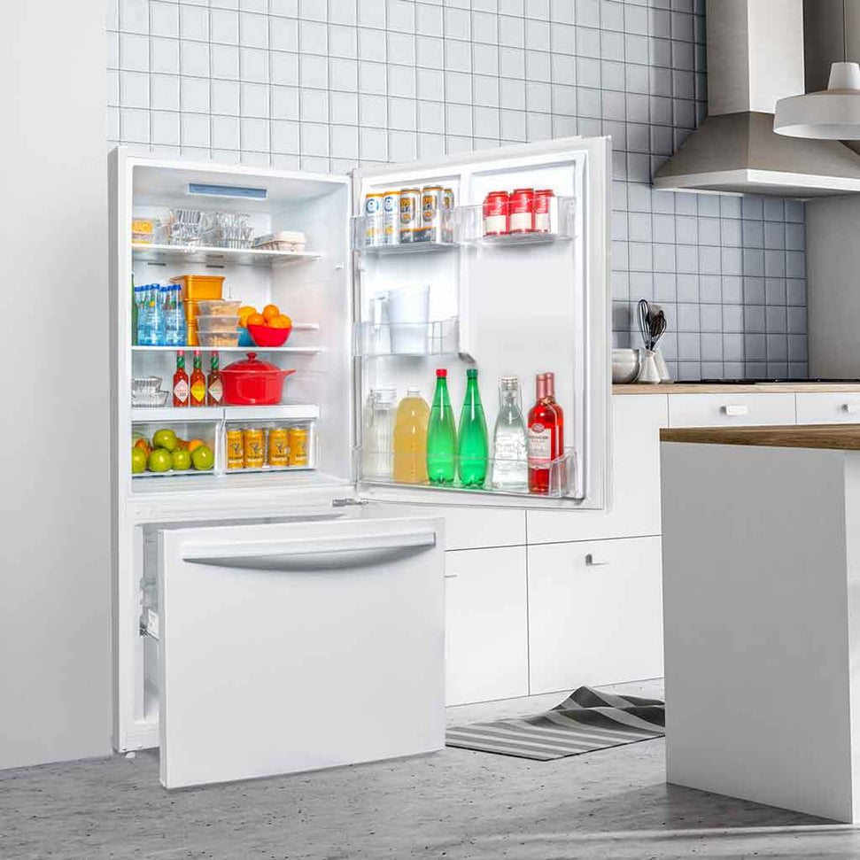 Danby - Designer 18.7 cu.ft. Bottom Mount Apartment Size Fridge in White - DBM187E1WDB