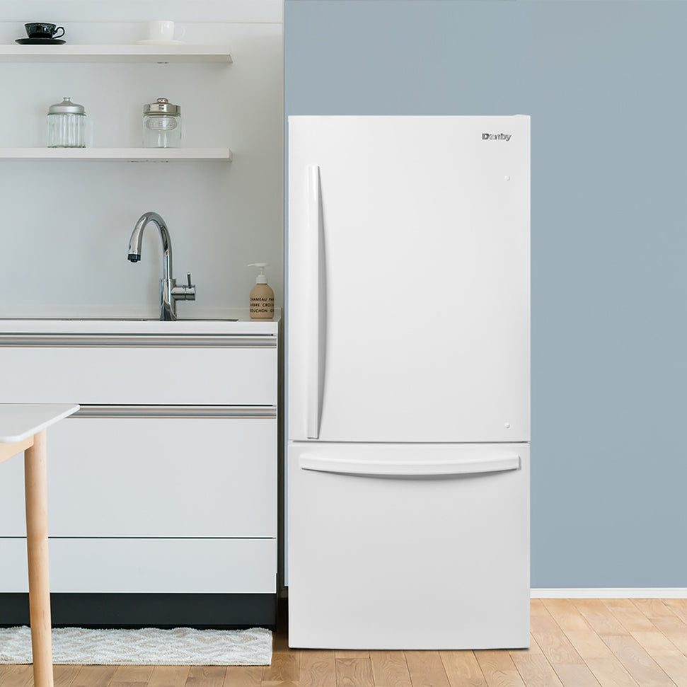 Danby - Designer 18.7 cu.ft. Bottom Mount Apartment Size Fridge in White - DBM187E1WDB