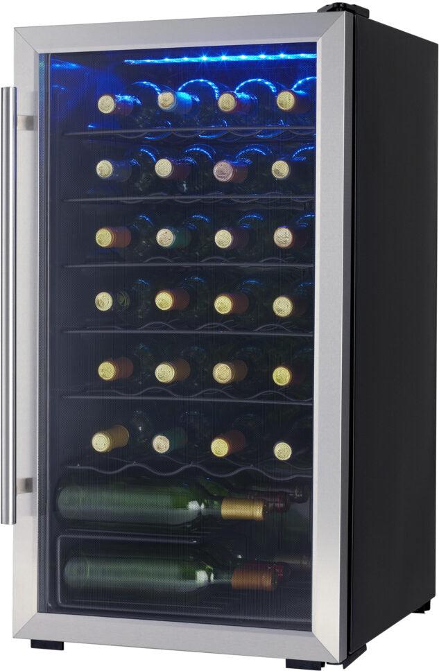 Danby - Designer 30 Bottle Free-Standing Stainless Steel Wine Cooler - DWC310BLSDD