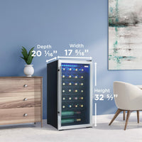 Danby - Designer 30 Bottle Free-Standing Stainless Steel Wine Cooler - DWC310BLSDD
