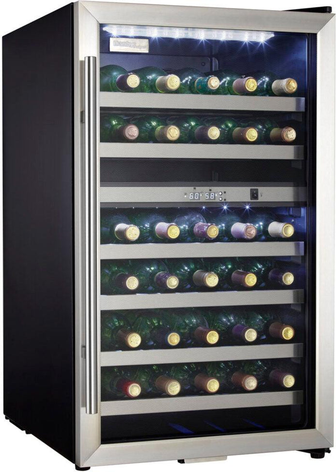 Danby - Designer 38 Bottle Free-Standing Black & Stainless Steel Wine Cooler - DWC114BLSDD