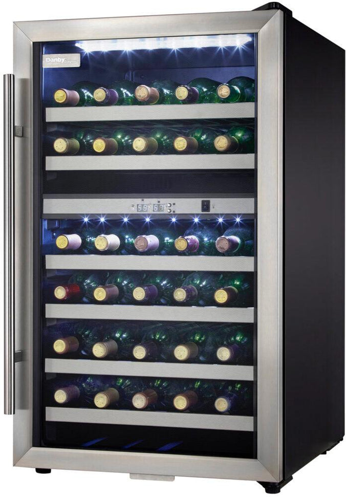 Danby - Designer 38 Bottle Free-Standing Black & Stainless Steel Wine Cooler - DWC114BLSDD