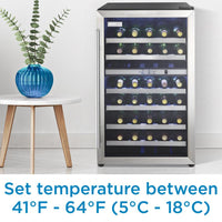 Danby - Designer 38 Bottle Free-Standing Black & Stainless Steel Wine Cooler - DWC114BLSDD