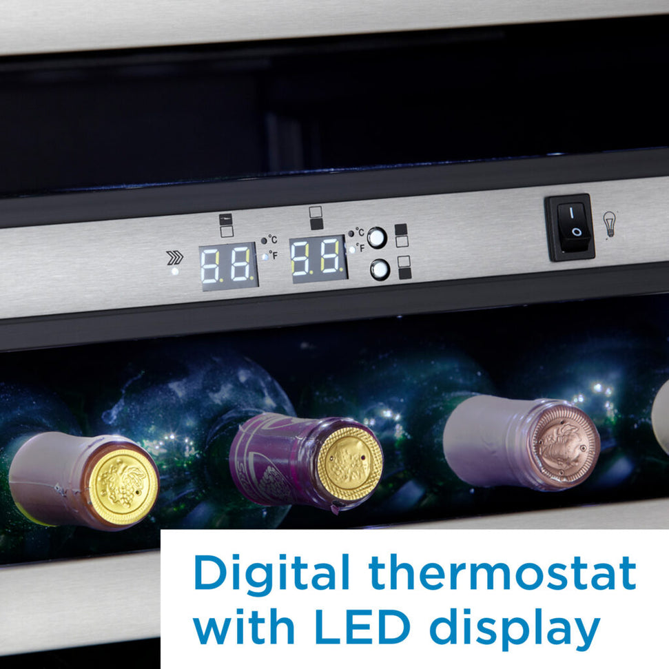 Danby - Designer 38 Bottle Free-Standing Black & Stainless Steel Wine Cooler - DWC114BLSDD