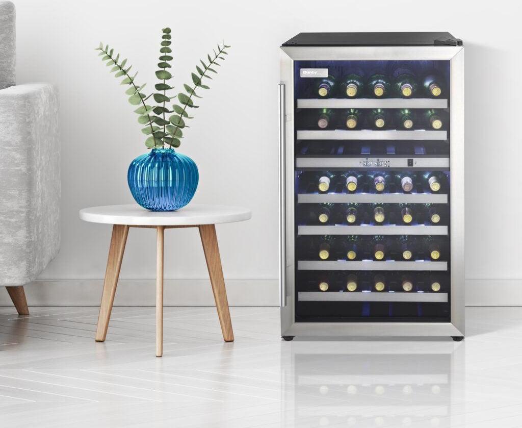 Danby - Designer 38 Bottle Free-Standing Black & Stainless Steel Wine Cooler - DWC114BLSDD
