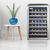 Danby - Designer 38 Bottle Free-Standing Black & Stainless Steel Wine Cooler - DWC114BLSDD