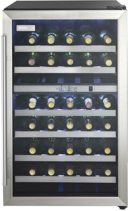 Danby - Designer 38 Bottle Free-Standing Black & Stainless Steel Wine Cooler - DWC114BLSDD