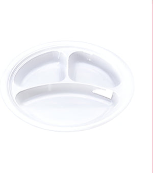 Darnel - 10.5" White 3 Compartment Plastic Plates, 500/cs - D592601DC1