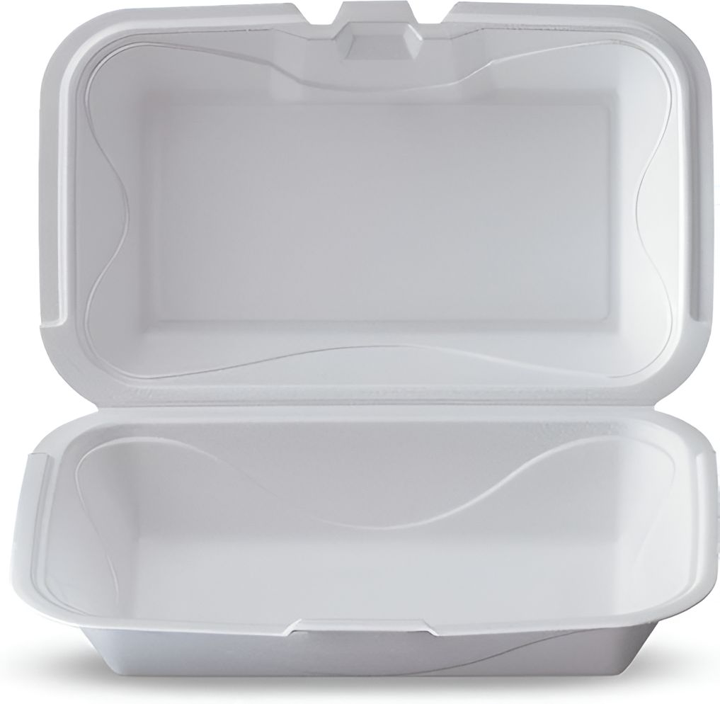 Darnel - 5.25" x 8.31" x 2.75" White Foam A-102 Medium Rectangle Hinged Container, 200/Cs - DU40B101 - DISCONTINUED