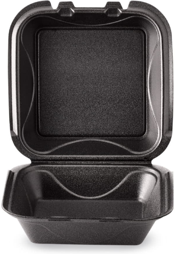 Darnel - 8" Black Foam Hinged Container, 200/Cs - DU4051199