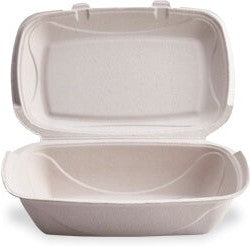 Darnel - 9" x 6" Ivory Bagasse Hinged Container, 150/Cs - DN403102SH