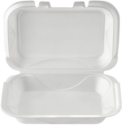Darnel - 9.25" x 6.75" White Foam Hinged 1 Compartment Container, 200/Cs - DU403101SH