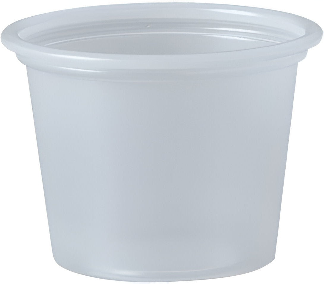 Dart - 1 Oz Solo Souffles Translucent Plastic Portion Cups, Pack of 2500 - P100N
