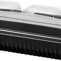 Dart - 11.5" x 8" MPS Plastic Black/Clear Hinged Lid 4-Compartment Dinner Box, 100/Cs - 919020-PM94