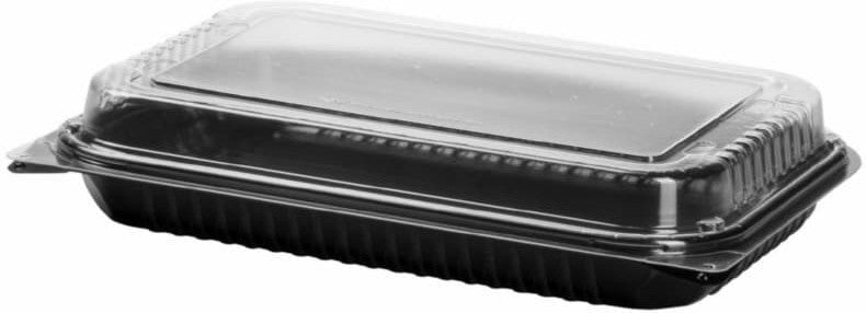 Dart - 11.5" x 8.05" x 2.20", Creative Carryouts BoxLine Shallow Deli Plastic Hinged Container, 100/cs - 919023-PM94