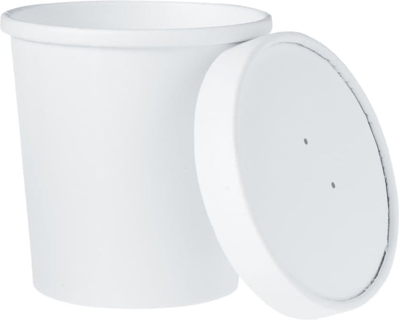 Dart - 16 Oz White Paper Container Combo, Pack of 250 - KHB16A-2050