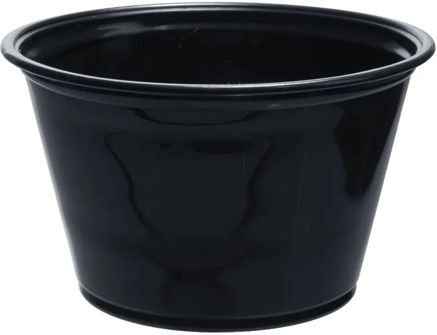 Dart - 4 Oz Conex Compliments Black Polypropylene Plastic Portion Cups, 2500/Cs - 400PCBLK