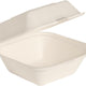 Dart - 6" Solo Bare Sugarcane Bagasse Pulp Hinged Containers Ivory, 400/cs - HC6SC-2050